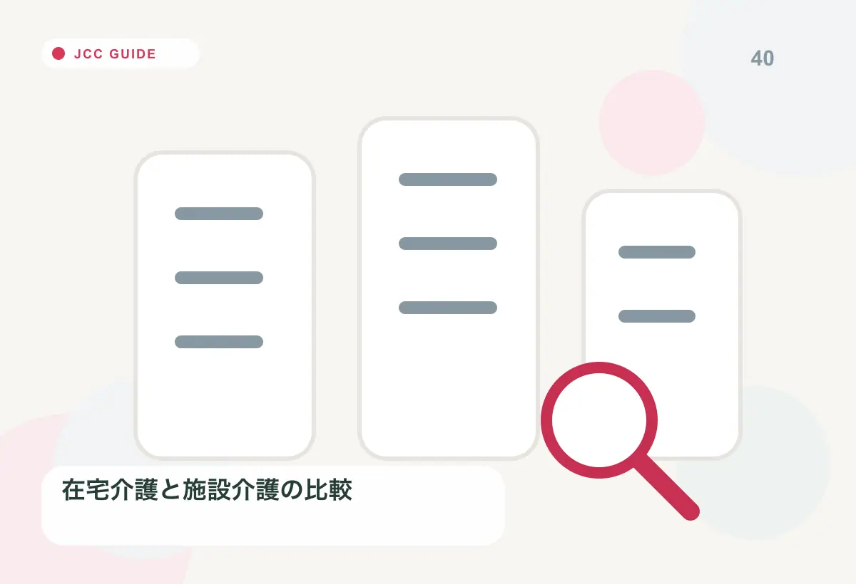 在宅介護と施設介護を比較するビジュアル